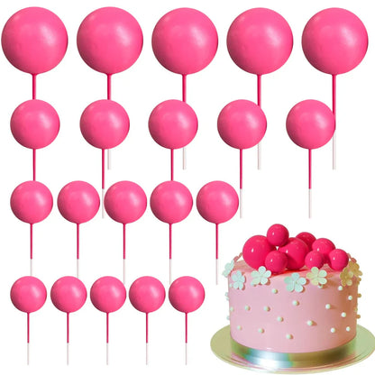20Pcs Colorful Cake Topper Balls – Gold, Silver & Pastel DIY Cake Decorations for Birthday, Wedding & Party Supplies