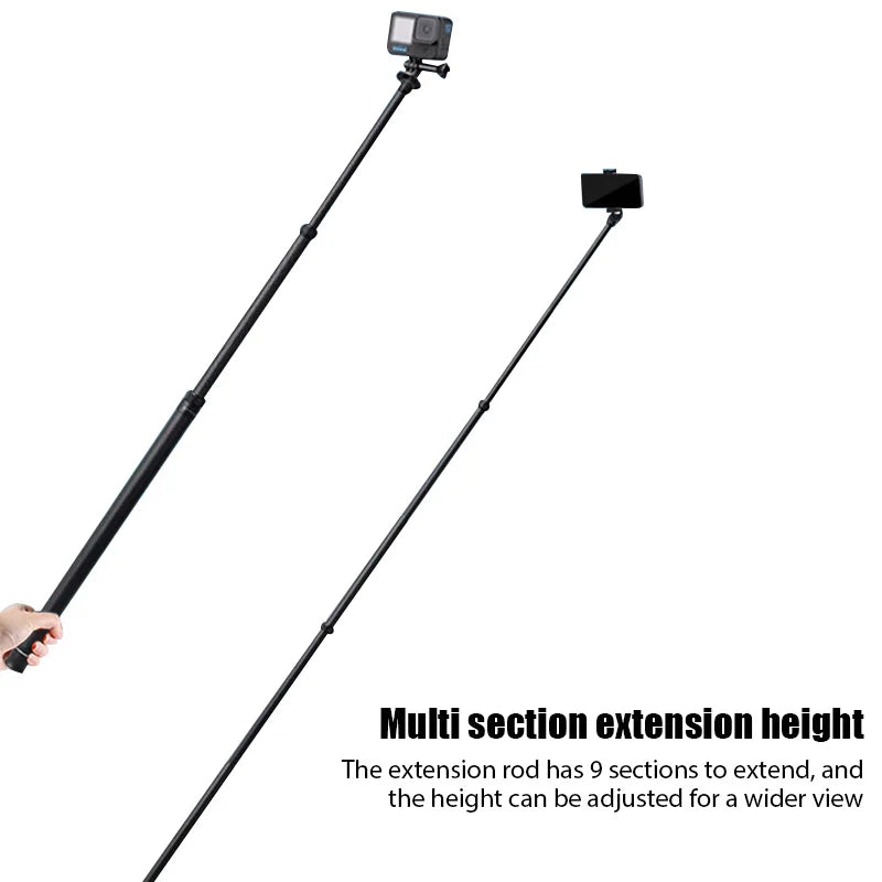 290CM Carbon Fiber Invisible Extended Selfie Stick – For Insta360 X3, GO 3, Action 4, GoPro Camera Accessories
