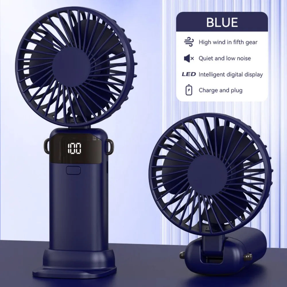 Portable Mini USB Fan – Handheld & Desktop Fan with Phone Holder, 3-Speed Adjustable Wind, Long Battery Life, Multi-Function Cooling Fan