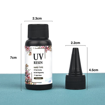 Crystal Epoxy Resin UV Glue - Quick Drying Hardener for DIY Jewelry Making, Available in 20g-1000g with UV Lamp Accessories