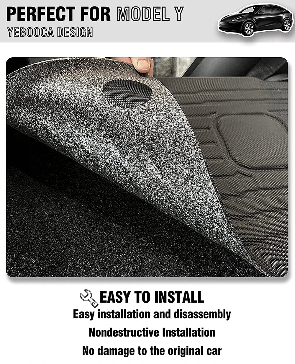 Rear Seat Backrest Protector for Tesla Model Y 2020-2025 – Juniper Trunk Anti-Scratch & Anti-Dirty Mat with Velcro