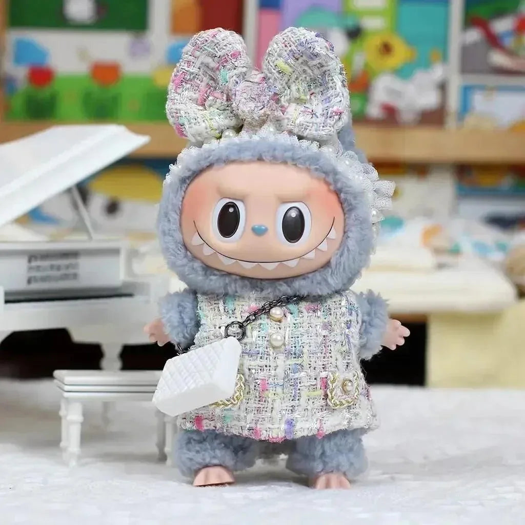 17cm Labubu Doll Clothes – Kpop EXO-Inspired Skirt & Sweater Outfit, V1 V2 Idol Clothing Gift