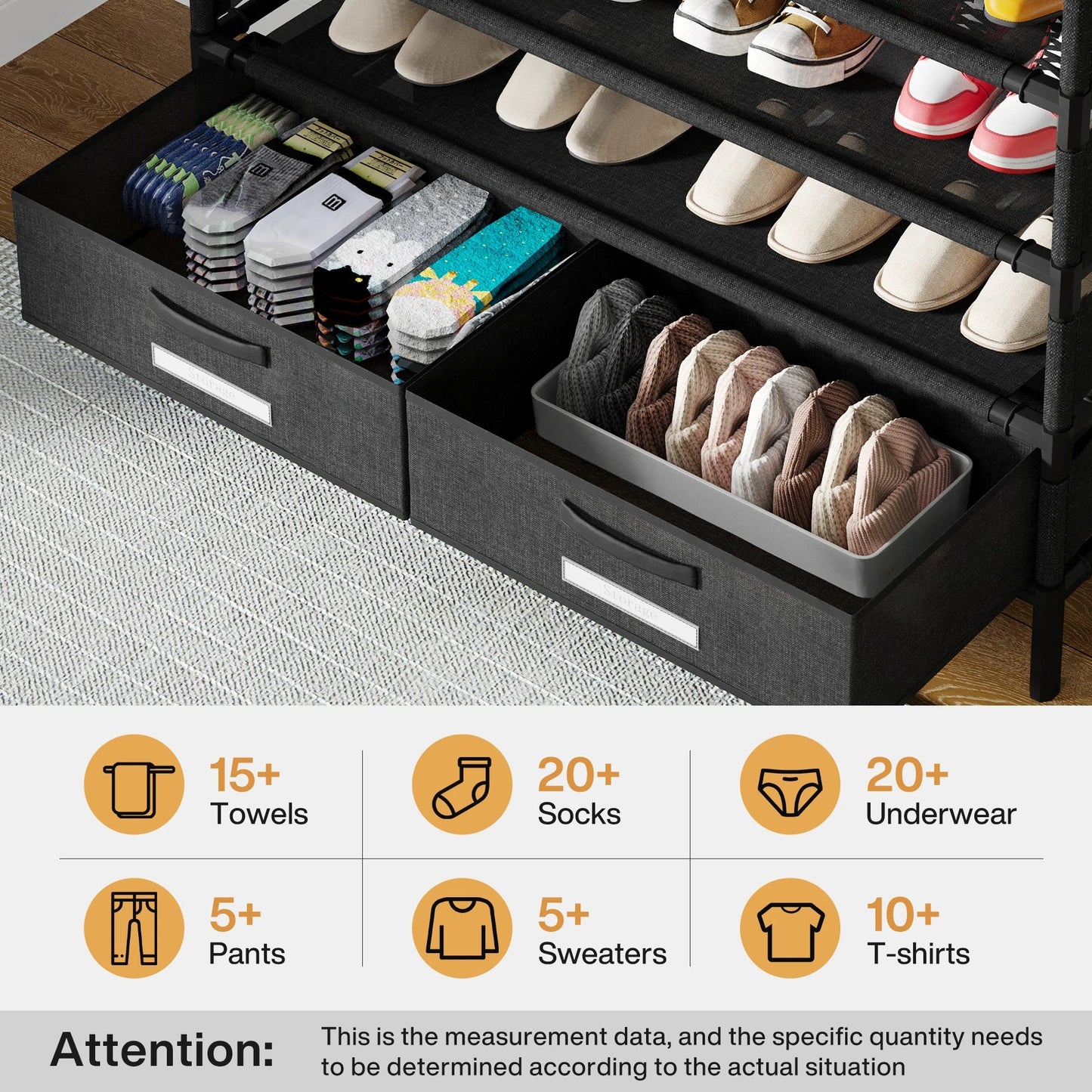 Tribesigns 10-Tier Shoe Rack Organizer – Vertical Shoe Shelf with 4 Drawer Bins, Holds 32 Pairs for Closet & Entryway