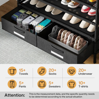 Tribesigns 10-Tier Shoe Rack Organizer – Vertical Shoe Shelf with 4 Drawer Bins, Holds 32 Pairs for Closet & Entryway