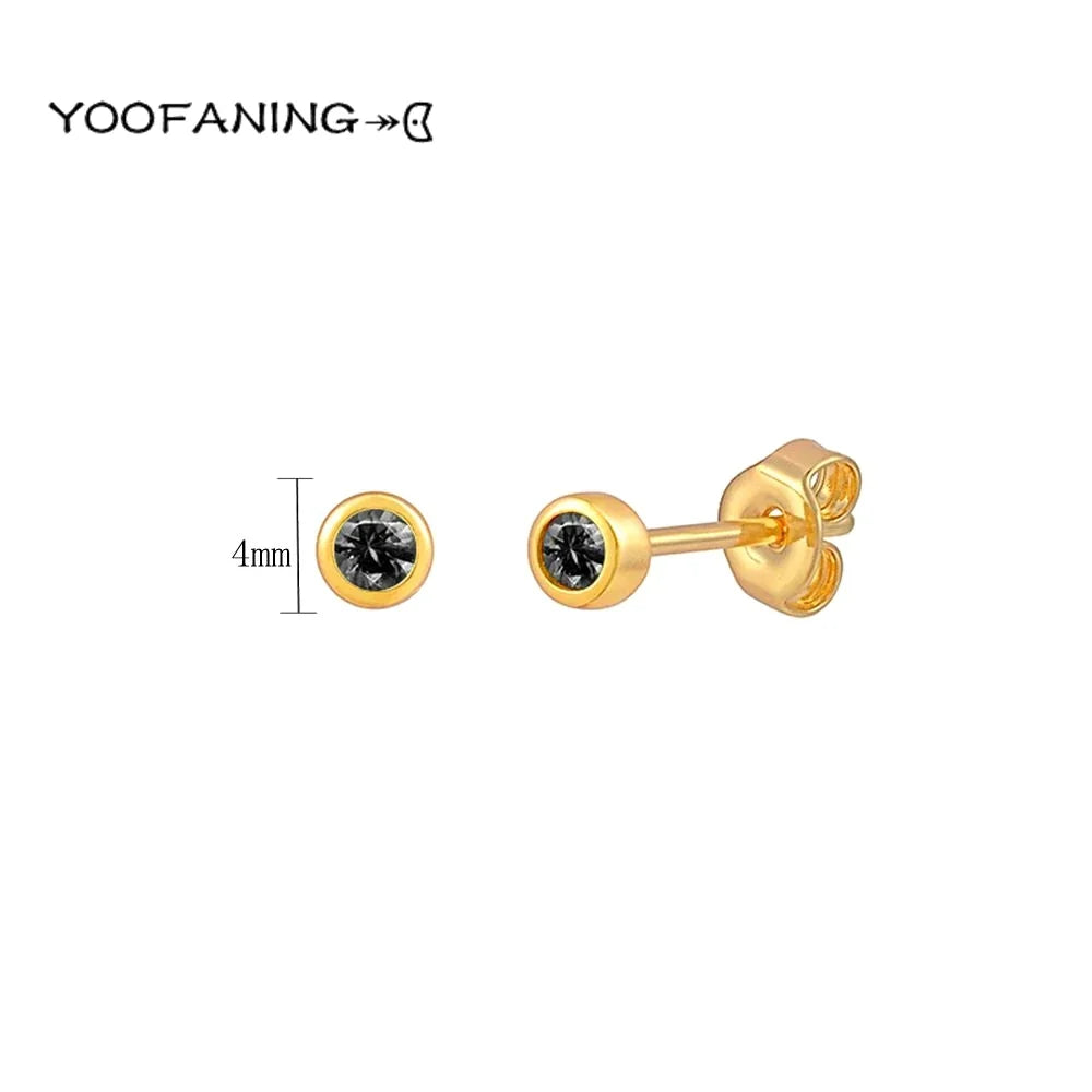 925 Sterling Silver Ear Needle Earrings – Simple Circular Gold & Silver Studs for Women Jewelry (Multiple Sizes)