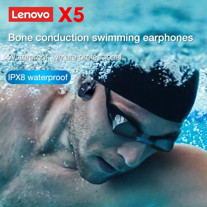 Lenovo X3 Pro Bone Conduction Earphones – Wireless Bluetooth HiFi Ear-Hook Headset with Mic, Waterproof Earbuds