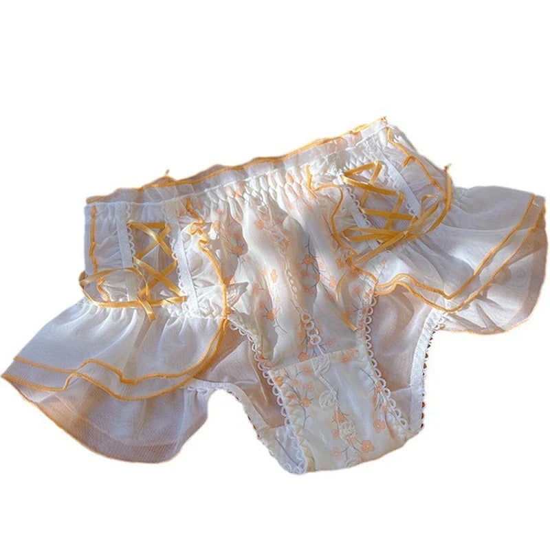 Plus Size Lace Briefs - Sweet Bow Ruffle Kawaii Japanese Style Women's Underwear
