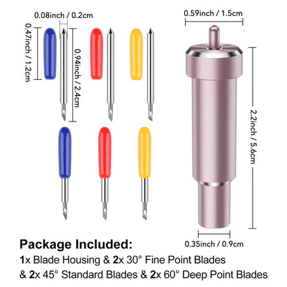 Metal Cut Blade Set with Housing — Compatible with Cricut Maker, Maker 3, Explore Air 2 & Explore 3, Replaceable Deep-Point Blade