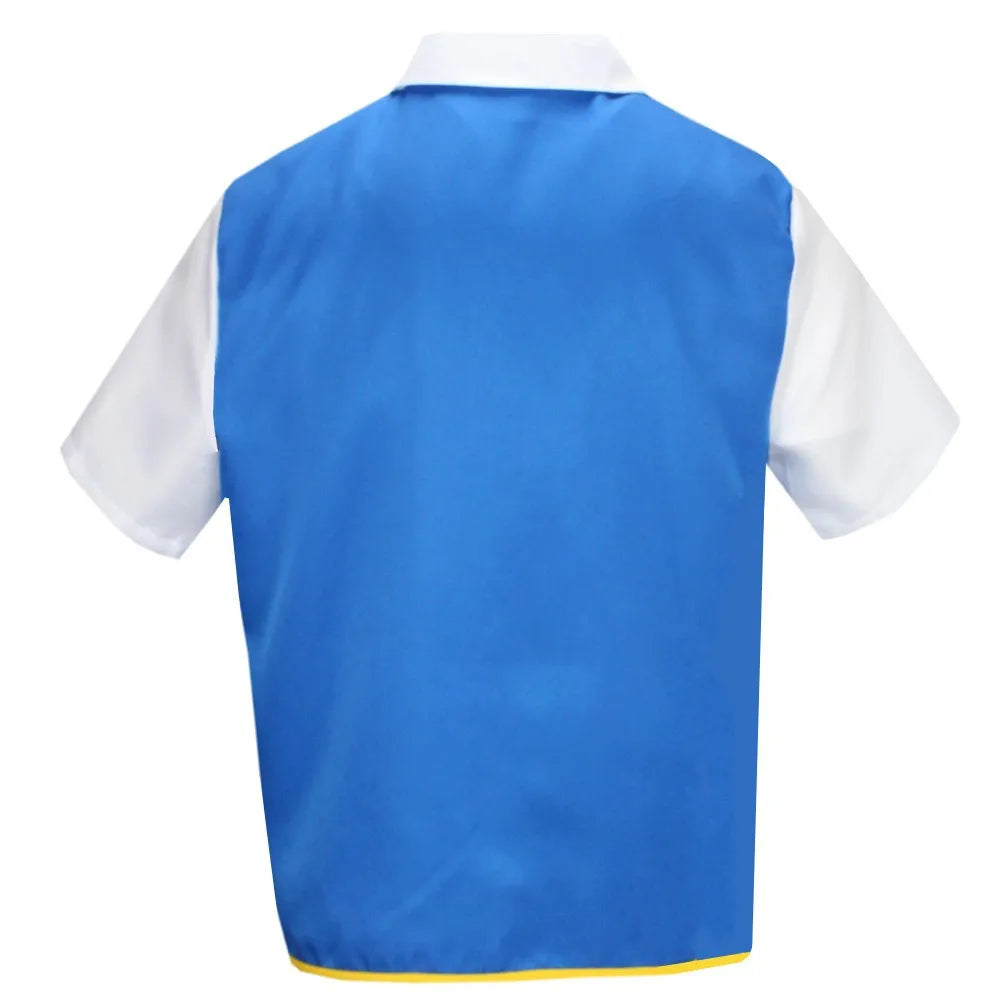 Cartoon Anime Ash Ketchum Trainer Blue Jacket Costume with Hat & Gloves for Kids Pokémon Go Cosplay Party
