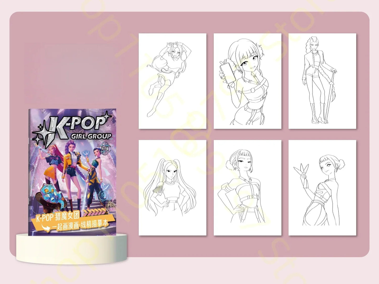 2025 KPop Demon Hunter Coloring Book – Line Drawing Picture Book, Painting Activity for Kids, Birthday Gift