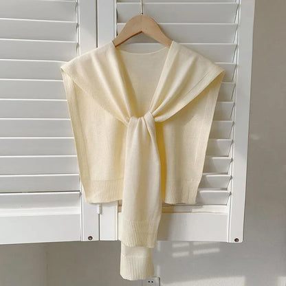 Women’s Summer Knitted Shawl – Thin Cape Scarf with Fake Collar Neck Guard