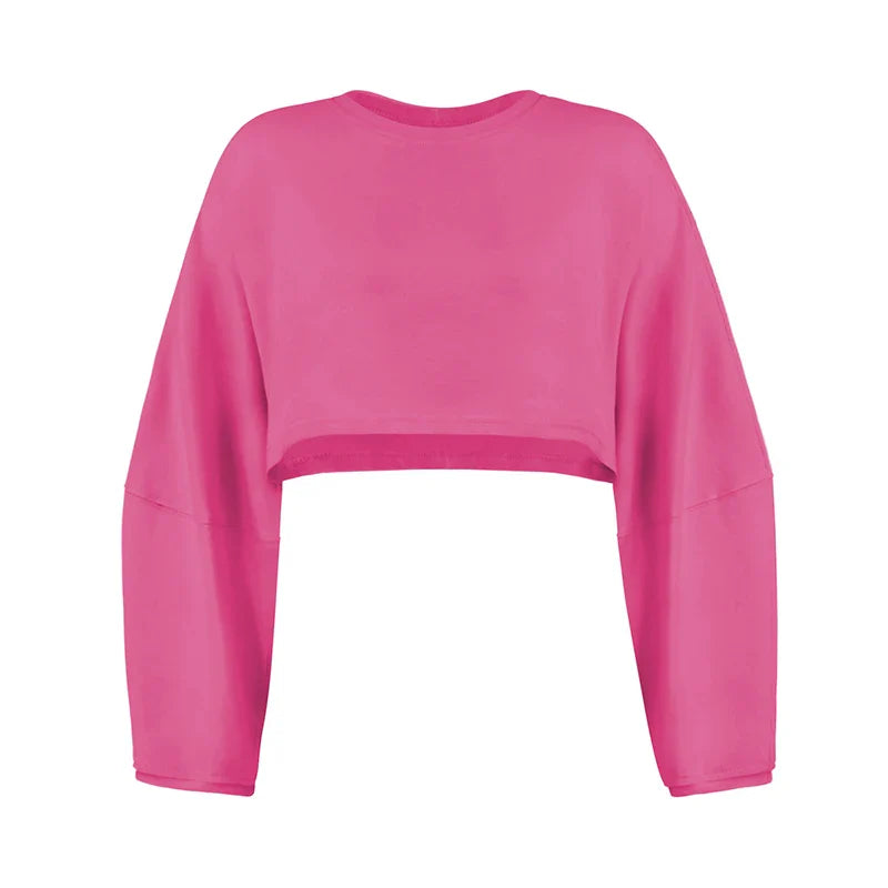 Women’s Sports Crop Top – Long Sleeve Gym & Yoga Workout Fitness Shirt