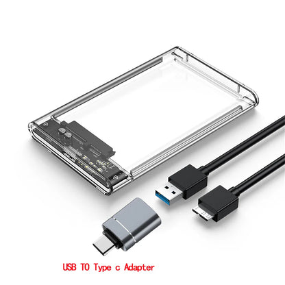 USB 3.0 2.5 Inch HDD Enclosure - SATA SSD Hard Drive Case with 5Gbps Transfer Speed, External Housing with Cable