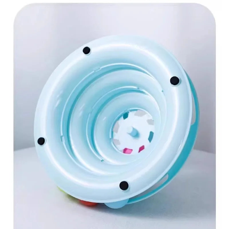 4-Tier Rotating Cat Toy - Multi-Level Rolling Ball Tower with Non-Slip Base for Indoor Cats