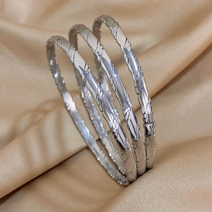 3Pcs Gold Plated Twist Stainless Steel Bangle Bracelet Set for Women – Waterproof Tibetan Buddha Stackable Wrist Jewelry