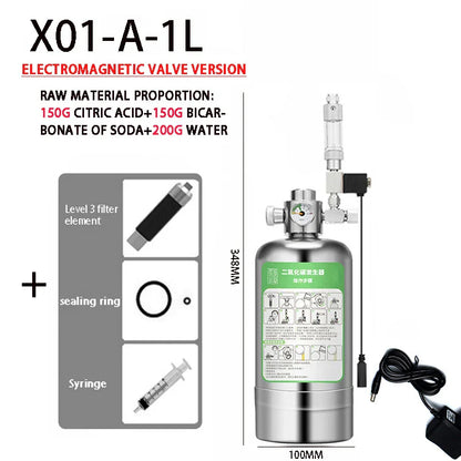 Aquarium DIY CO2 Generator Kit – Stainless Steel CO2 Cylinder & Carbon Dioxide Reactor System for Plants & Fish Tanks
