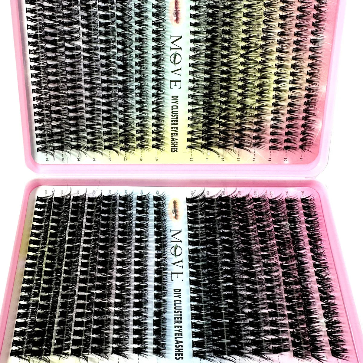 640 Cluster Lashes Kit 5D Fluffy Volume Eyelash Extension Set – Faux Mink Mixed Tray Thick Lash Makeup Kit for Salon & DIY Use