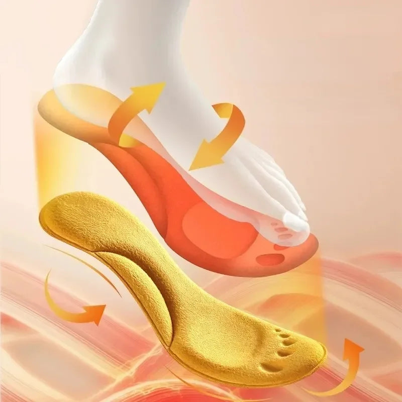 4D Massage Warm Pile Shoe Insoles – Super Soft Latex Sports Insoles with Arch Support, Orthopedic Running & Basketball Foot Comfort