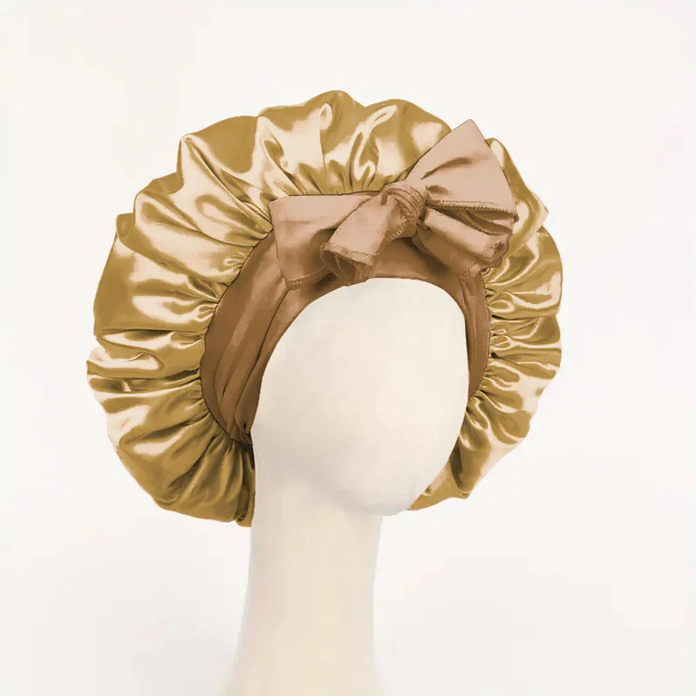 Satin Silk Bonnet – Adjustable Sleeping Hair Bonnet with Tie Band for Women & Men