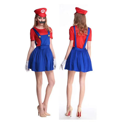 Super Luigi Bros Costume Set - Adult Halloween Cosplay Jumpsuit with Hat for Christmas Parties & Stage Performances