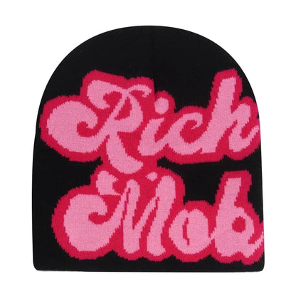 Y2K Letter Knitted Beanie Cap – Unisex Winter Autumn Warm Ski Skullcap, Hip Hop Streetwear Ear Cover Hat for Men & Women