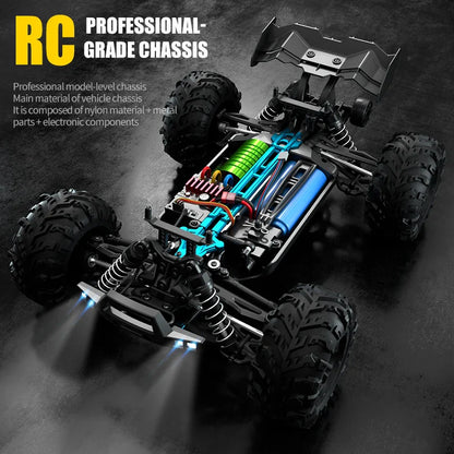 ZWN 1:16 4WD RC Monster Truck – 70KM/H High-Speed Drift Remote Control Car with LED for Kids, vs Wltoys 144001