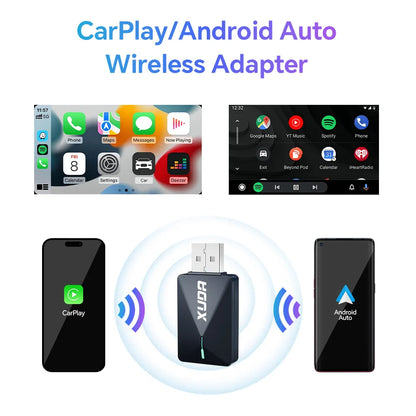 XUDA 2025 2-in-1 Wireless CarPlay & Android Auto Mini Box — Smart Plug & Play Adapter with Bluetooth & Fast WiFi Connect