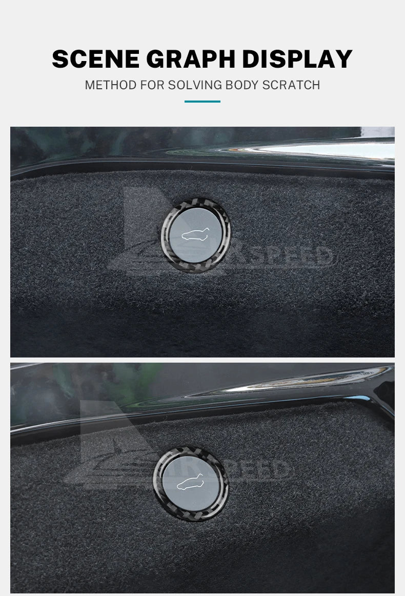 Soft Carbon Fiber Sticker — Interior Trim for Tesla Model 3 Highland 2024 & Model Y 2025, Car Trunk Switch Button Accessory