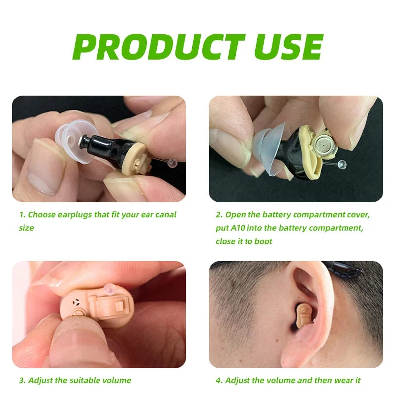 Invisible CIC Hearing Aid - Mini Portable Sound Amplifier for Seniors & Adults, Discreet Hearing Device