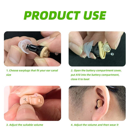Invisible CIC Hearing Aid - Mini Portable Sound Amplifier for Seniors & Adults, Discreet Hearing Device
