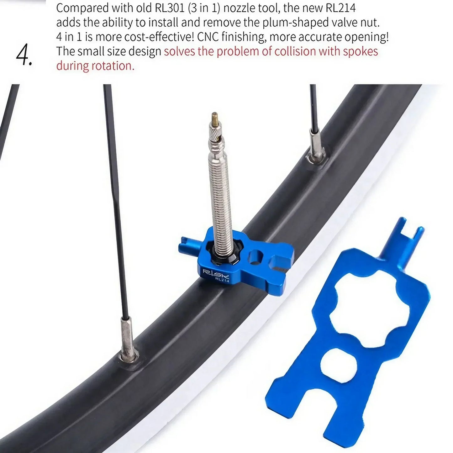 4-in-1 Portable Bicycle Valve Tool – Core Wrench for MTB & Road Bike Installation and Removal, Blue