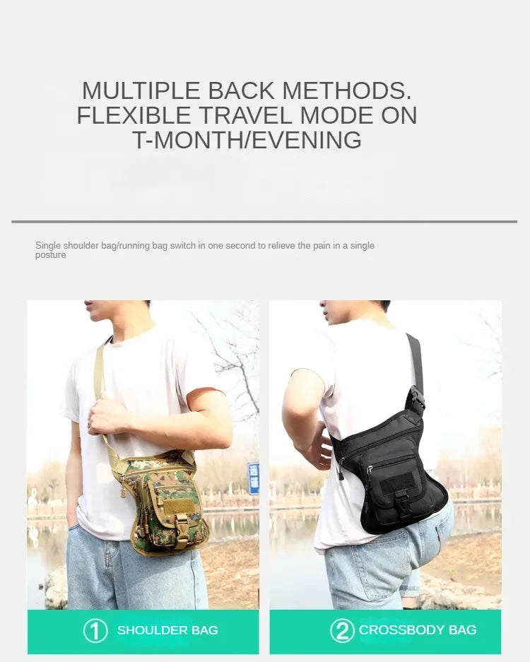 Camouflage Motorcycle Drop Leg Bag – Waterproof, Multifunctional Waist Bag for Travel, Hiking & Outdoor Riding