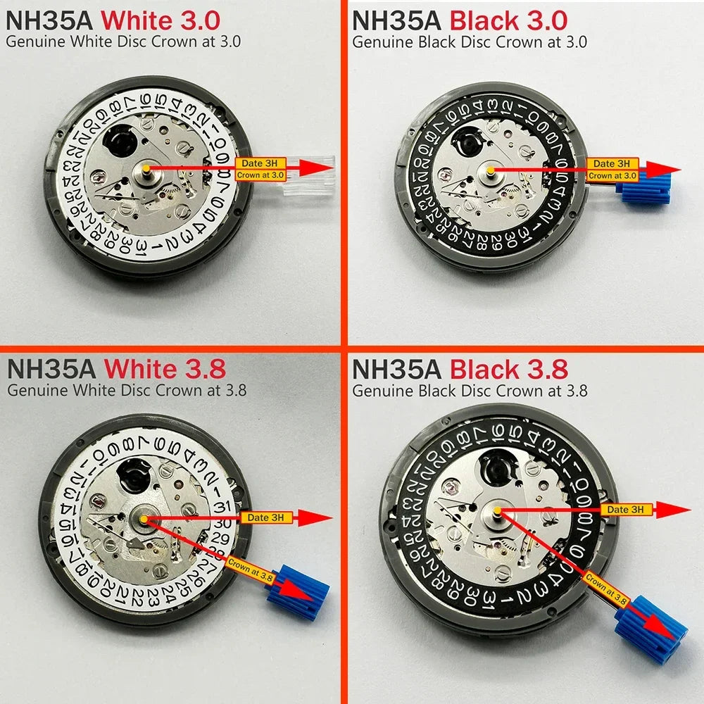 Genuine NH35A Automatic Mechanical Watch Movement – High Accuracy 24 Jewels Self-Winding Replacement Module with 3 O’Clock Date Function