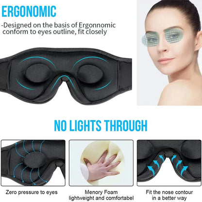 3D Eye Mask Bluetooth Sleep Headphones – Wireless Music Play with HD Speakers, Air Travel & Sleep Mask, Bluetooth 5.0