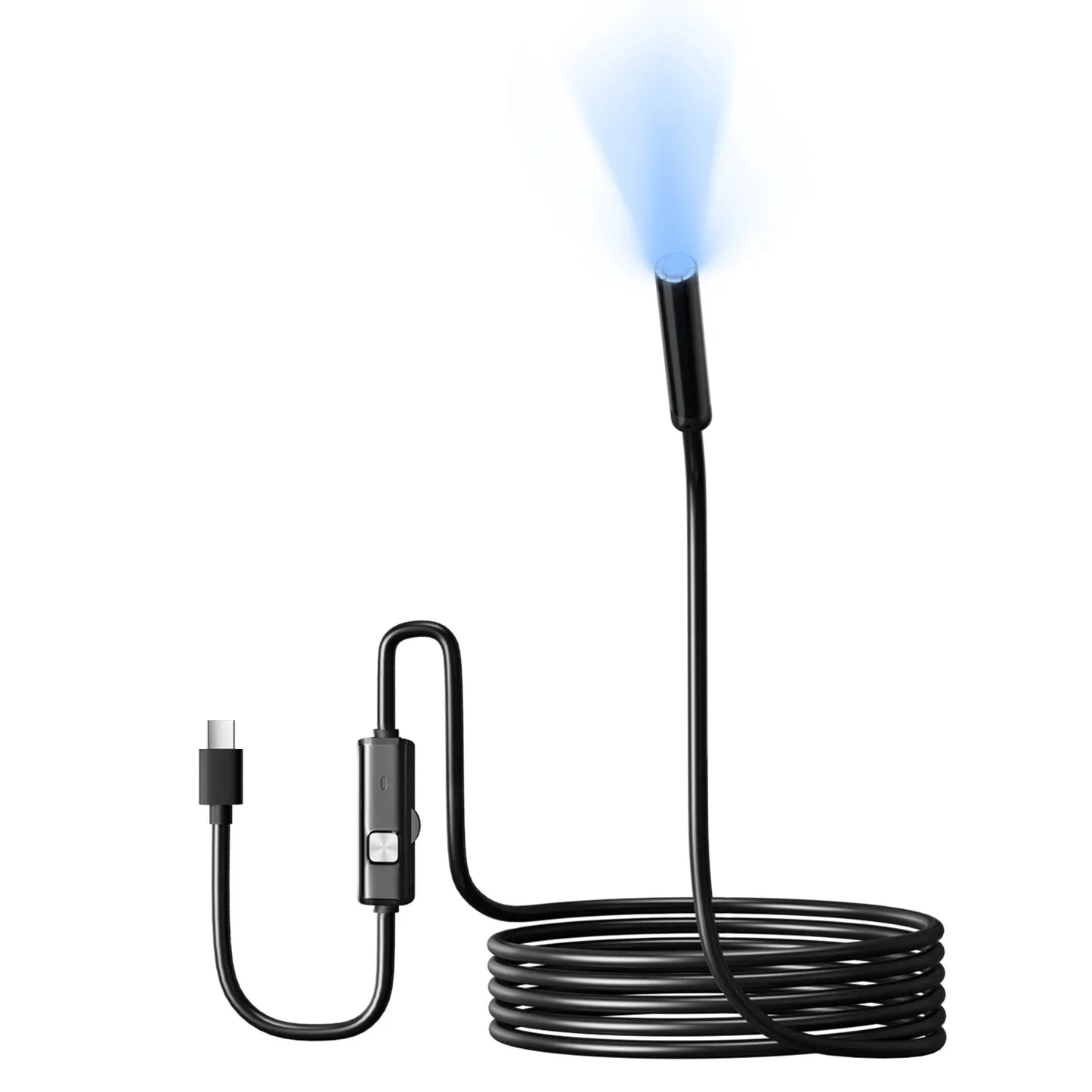 Type-C Endoscope Camera with LED Lights - 5.5/7mm Scope, Available in 1m, 1.5m, 2m Lengths, Ideal for Car Engine Inspections