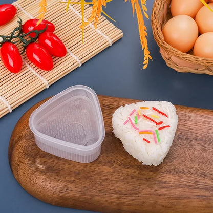 4PCS Transparent Sushi Mold Set – Triangular Onigiri Rice Ball Maker & Food Press Kit for Bento Kitchen Use