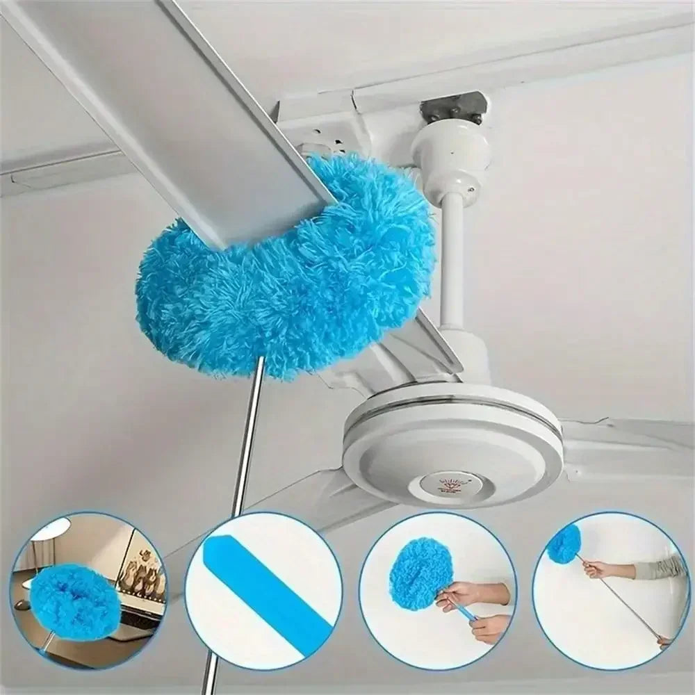 Extendable Microfiber Ceiling Fan Duster – Long Handle Dust Locking Reusable Cleaning Brush
