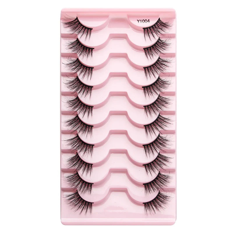 SHIDISHANGPIN 5/10 Pairs Cat Eye False Lashes – 3D Mink Half Lashes, Eyelash Extensions for Natural Makeup, Faux Cils Maquiagem