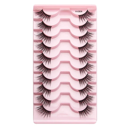 SHIDISHANGPIN 5/10 Pairs Cat Eye False Lashes – 3D Mink Half Lashes, Eyelash Extensions for Natural Makeup, Faux Cils Maquiagem