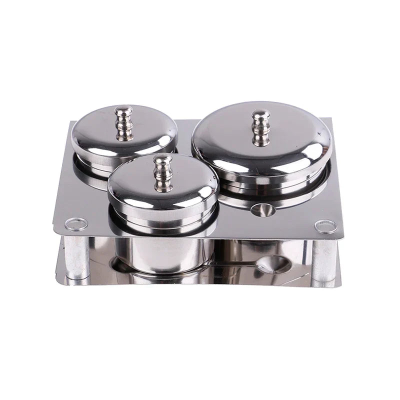 3-Piece Stainless Steel Dappen Dish Set – Manicure Nail Art Powder & Liquid Container Organizer Tray