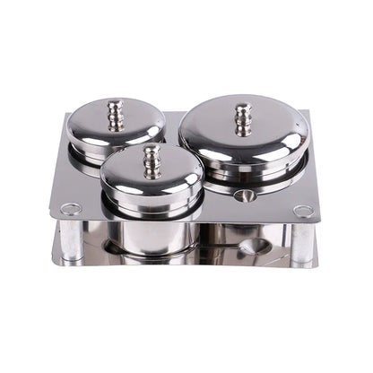 3-Piece Stainless Steel Dappen Dish Set – Manicure Nail Art Powder & Liquid Container Organizer Tray