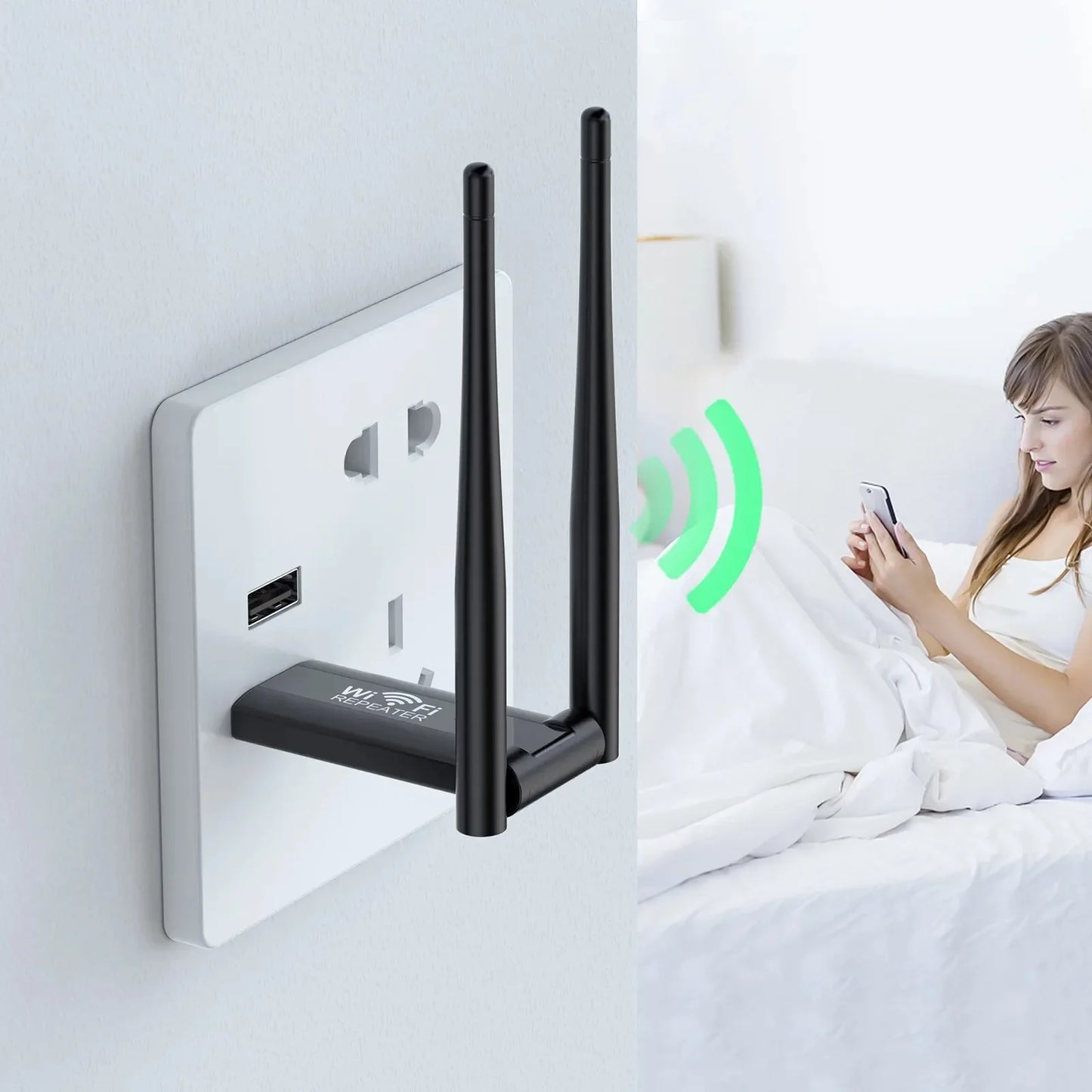 300Mbps USB WiFi Repeater & Signal Booster – Wireless Range Extender Router for Home Network Coverage