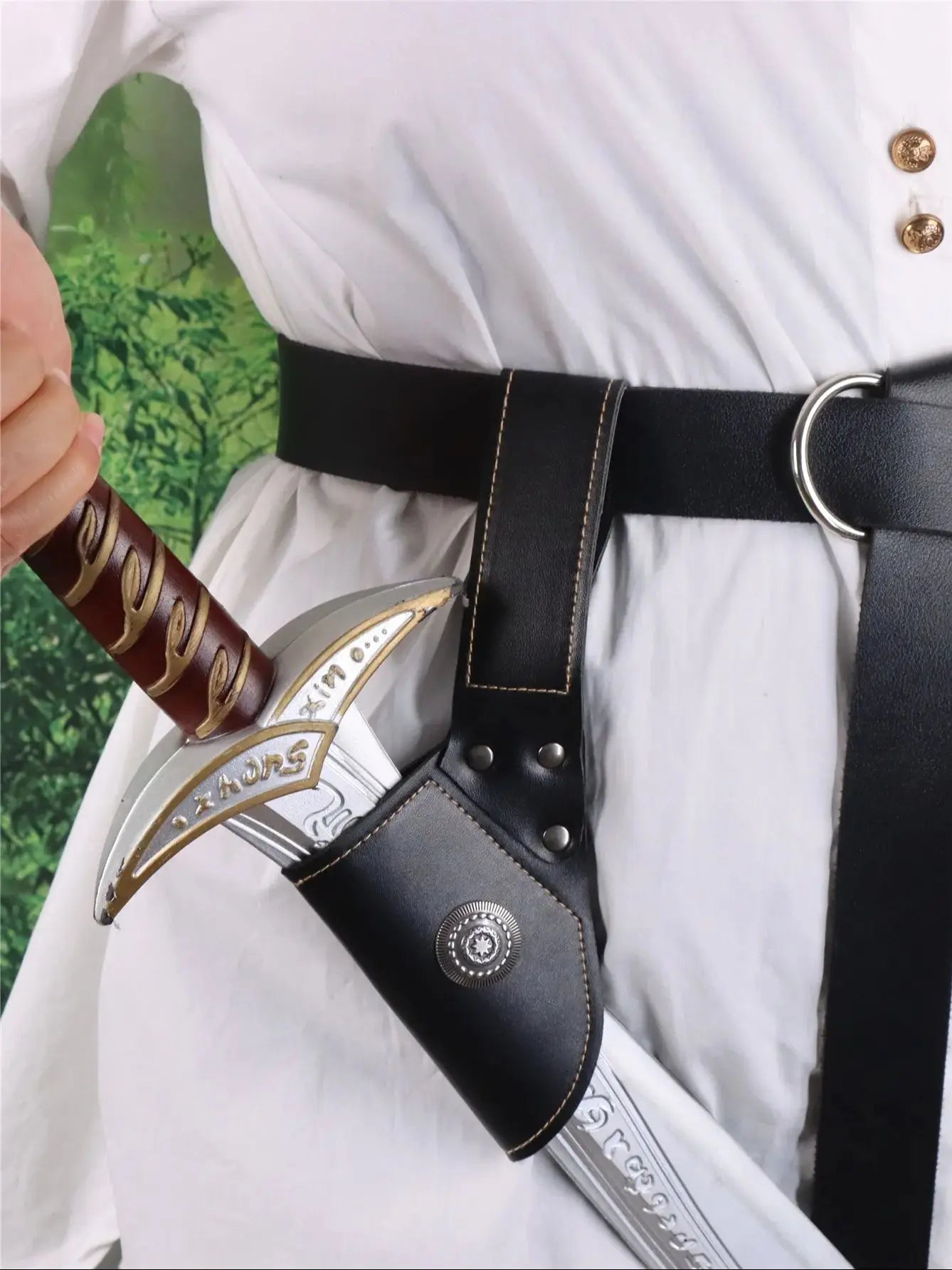 Medieval Viking Sword Sheath Holder – Leather Belt Scabbard Frog for LARP, Pirate & Knight Cosplay
