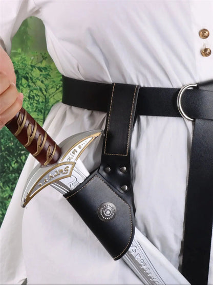 Medieval Viking Sword Sheath Holder – Leather Belt Scabbard Frog for LARP, Pirate & Knight Cosplay