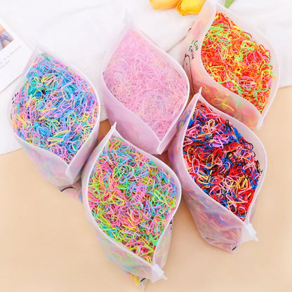 500/1000/2000PCS Colorful Disposable Rubber Hair Ties – Ponytail Holders for Girls & Kids Hair Accessories