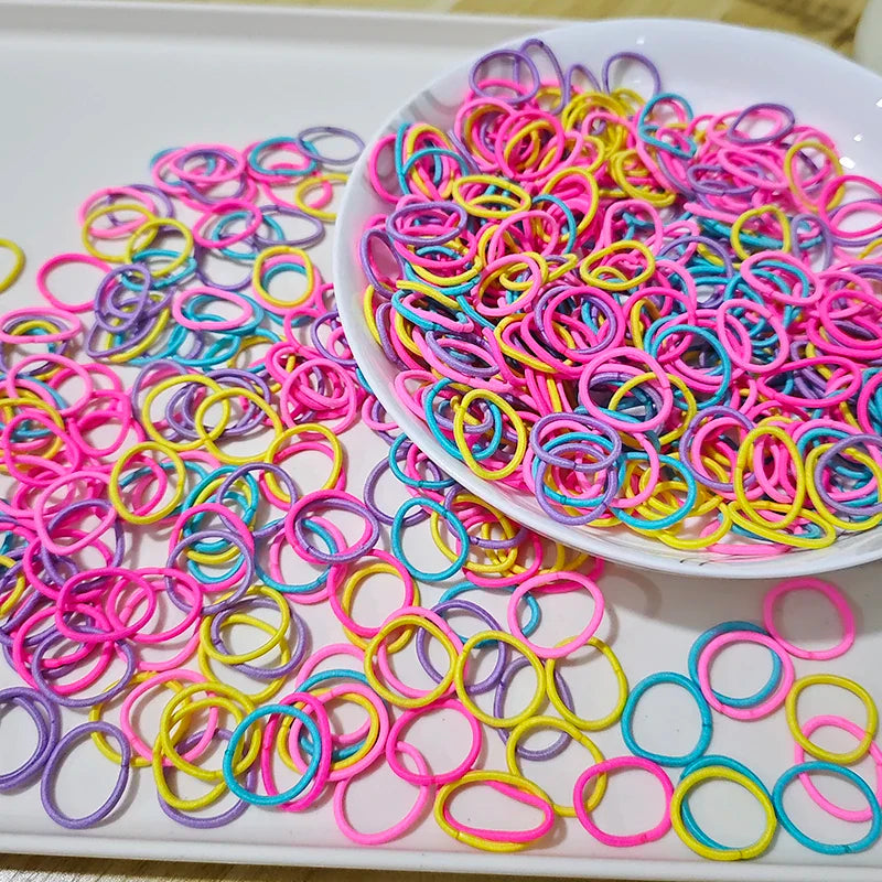 [100 Pack] Baby Rubber Bands - High Elastic, Seamless Thumb Rings for Toddlers, Gentle on Hair Scrunchies Set
