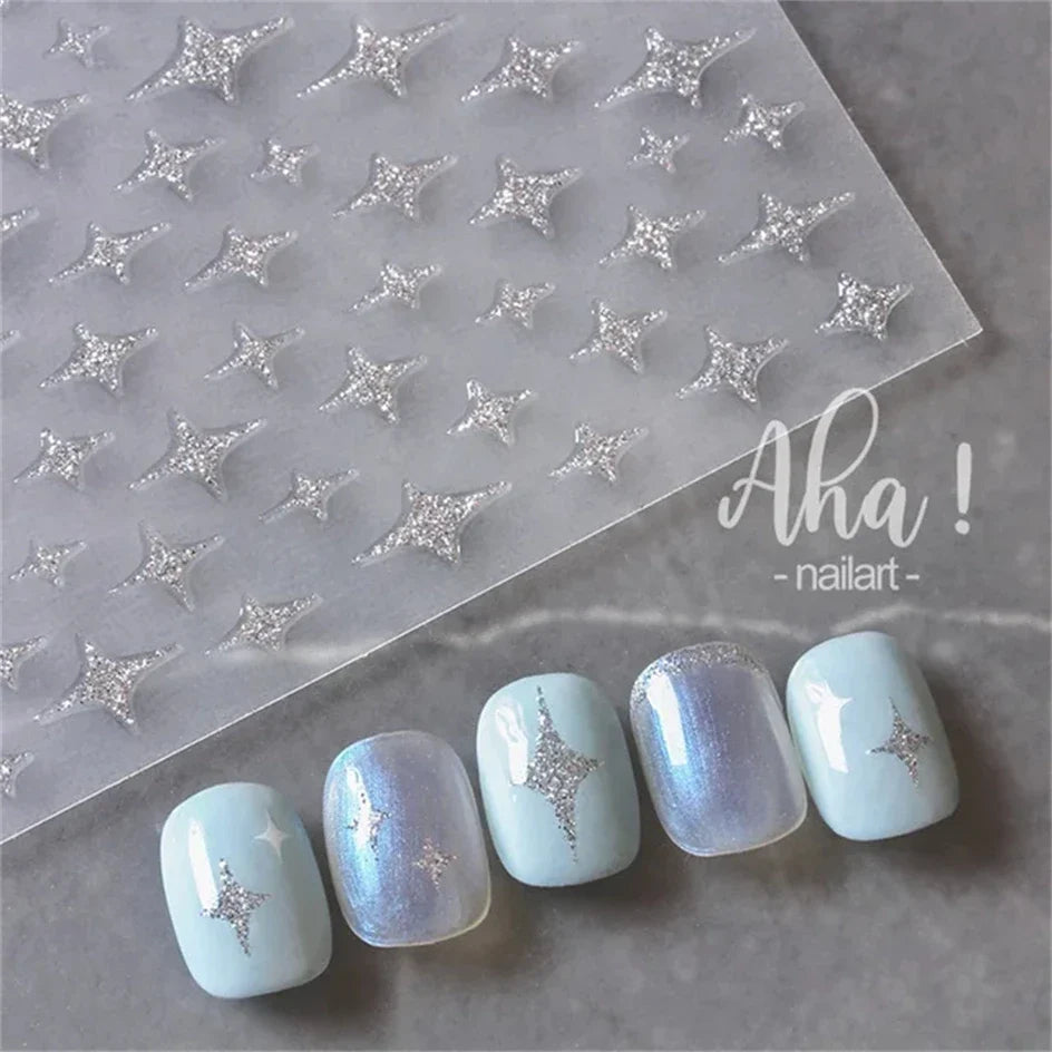 Vintage Rose Flower Nail Stickers – Red & Blue Laser Gold/Silver Nail Art Decals for Manicure Design DIY Beauty Tool