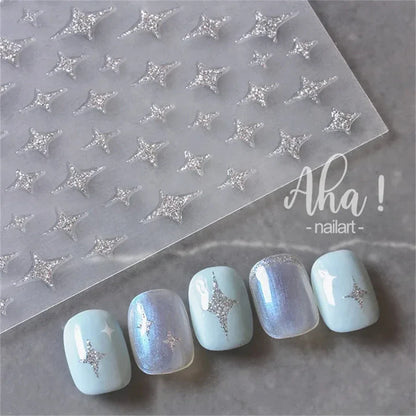 Vintage Rose Flower Nail Stickers – Red & Blue Laser Gold/Silver Nail Art Decals for Manicure Design DIY Beauty Tool