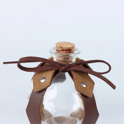 6PCS Medieval Cosplay Belts – Elf Leaf Embossed Leather with Potion Bottle, Viking Halloween