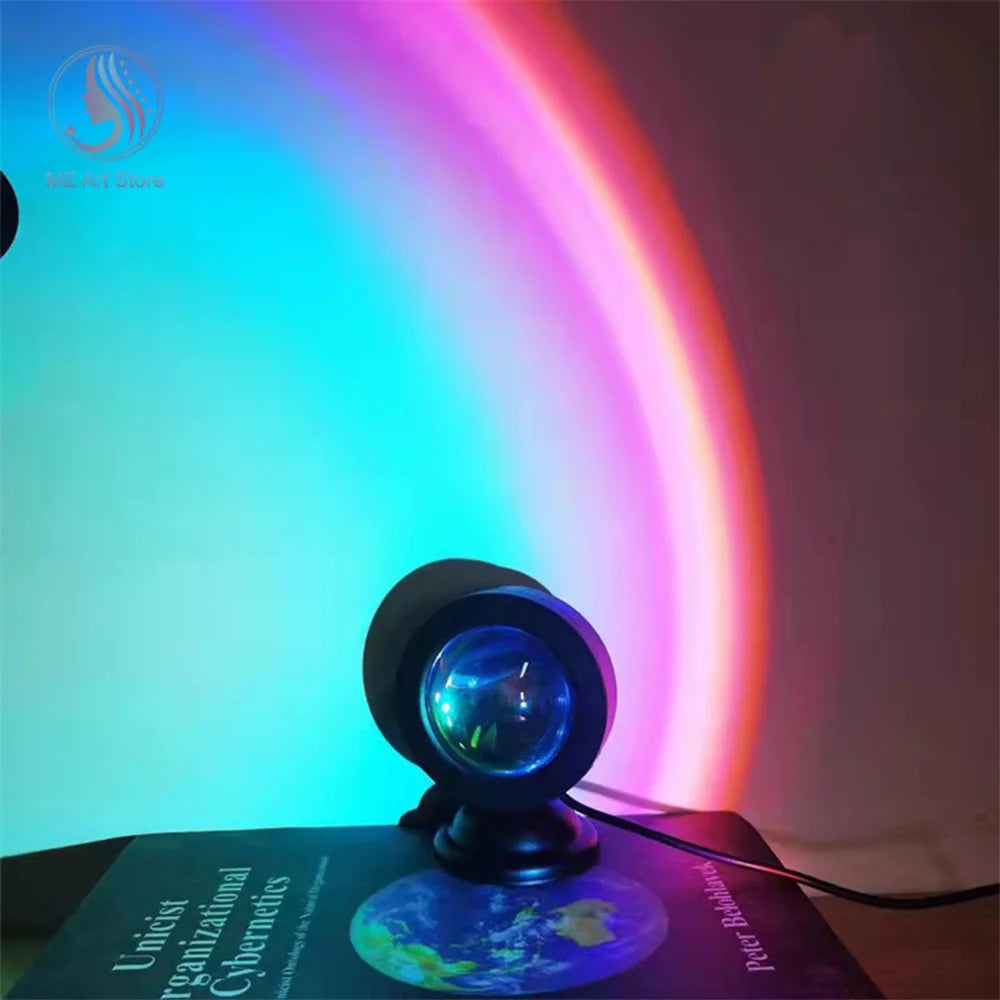 New Sunset Light with Earbuds & Remote Control – 16 Colors, Customizable Version